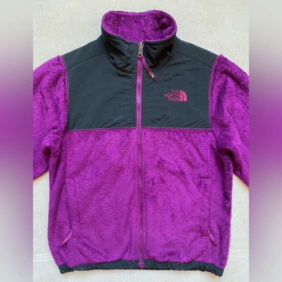 The NORTH FACE Girls' Osito Fleece Jacket, Purple & Black, Zipper Pockets, GUC - Picture 2 of 12